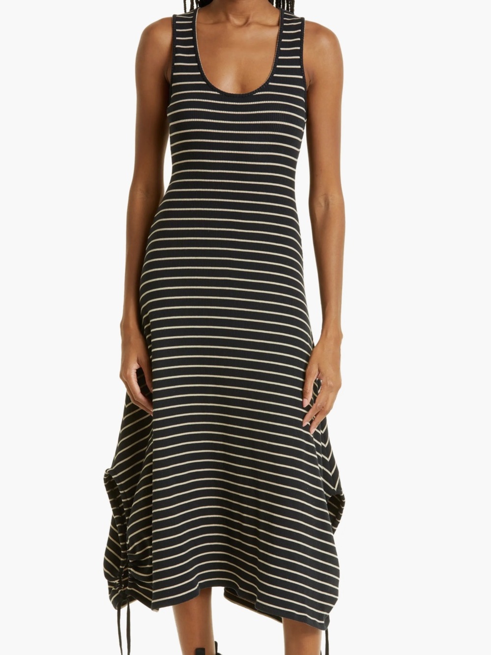 Proenza Schouler White Label Striped Side Tie Ribbed Knit Dress